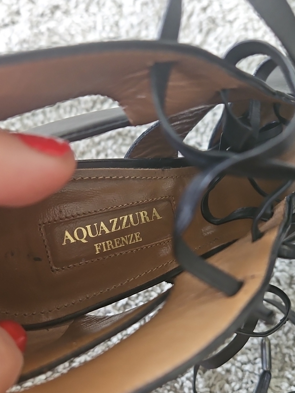 Aquazzura Black Lace-Up Peep Toe Heels 37.5 - Picture 10 of 10